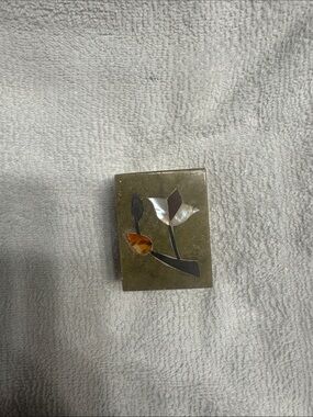 Small Stone Trinket Box with a Floral Inlay